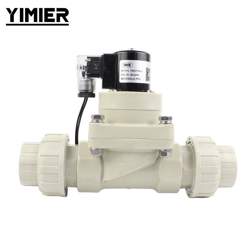 PPH Solenoid Double Union Valve for Water PPH Solenoid Double Union Valve for Water