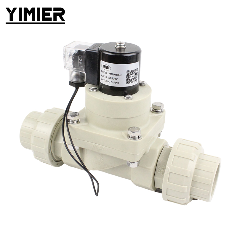 PPH Solenoid Double Union Valve for Water PPH Solenoid Double Union Valve for Water